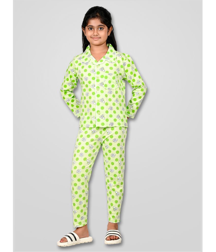     			DENIKID Dark Green Cotton Girls Shirt With Pajama ( Pack of 1 )