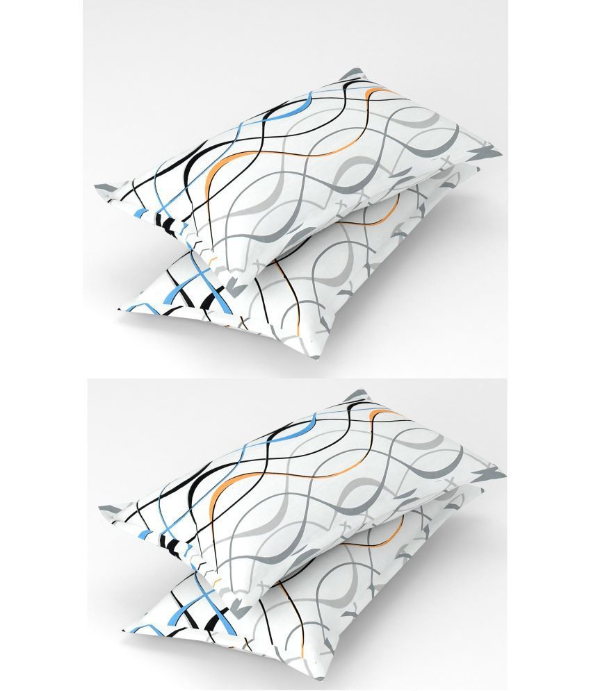     			Homefab India - Pack of 4 Microfiber Geometric Printed Standard Size Pillow Cover ( 66.04 cm(26) x 43.18 cm(17) ) - White
