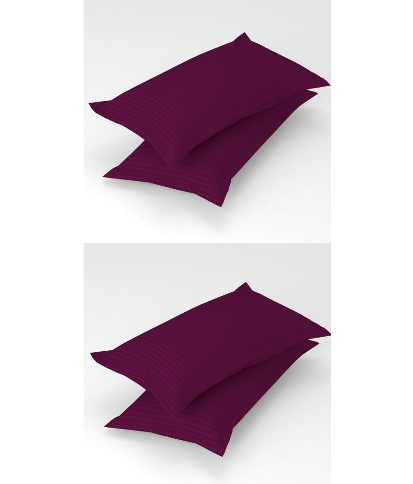     			Homefab India - Pack of 4 Microfiber Solid Standard Size Pillow Cover ( 66.04 cm(26) x 43.18 cm(17) ) - Plum