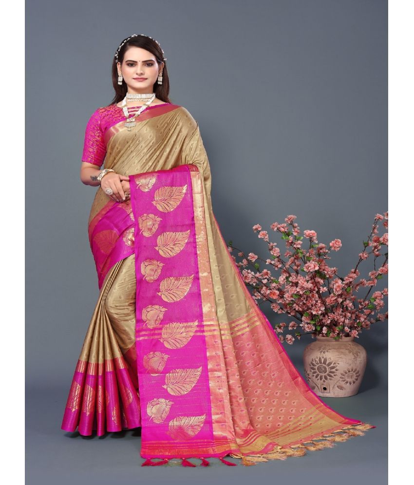     			JULEE Banarasi Silk Embellished Saree With Blouse Piece - Rani ( Pack of 1 )