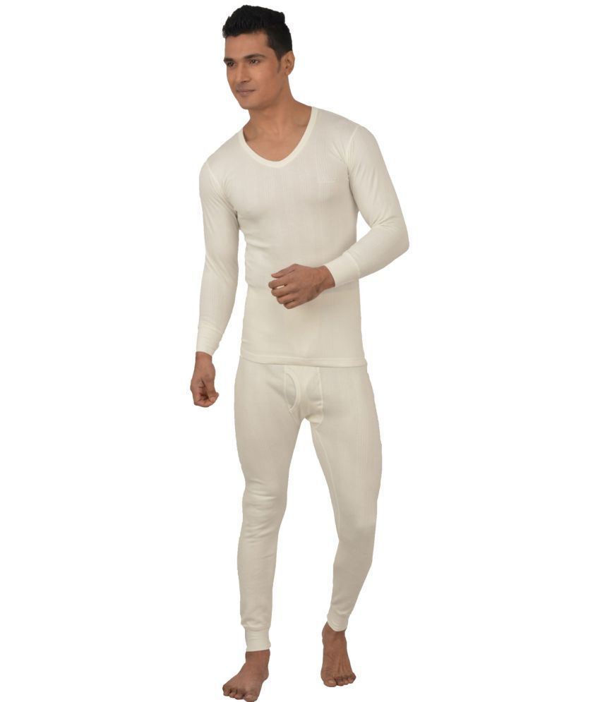     			Lux Inferno White Polyester Men's Thermal Sets ( Pack of 1 )