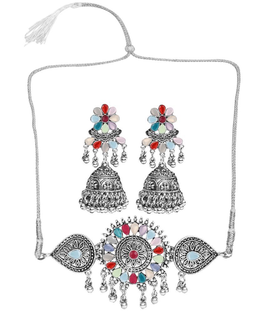     			Sunhari Jewels Multicolor German Necklace Set ( Pack of 1 )