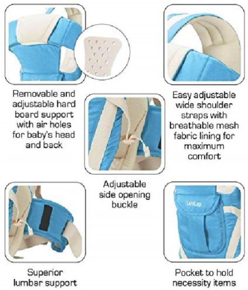     			AURAPURO baby Carrier | Adjustable Hands-Free 4 in 1 Position With Head Support baby AURAPURO Baby Carrier Bag/Adjustable Hands Free 4 in 1 Baby/Baby sefty Belt/Child Safety Strip/Baby Sling Carrier Bag/Baby Back Carrier Bag (Light Blue)