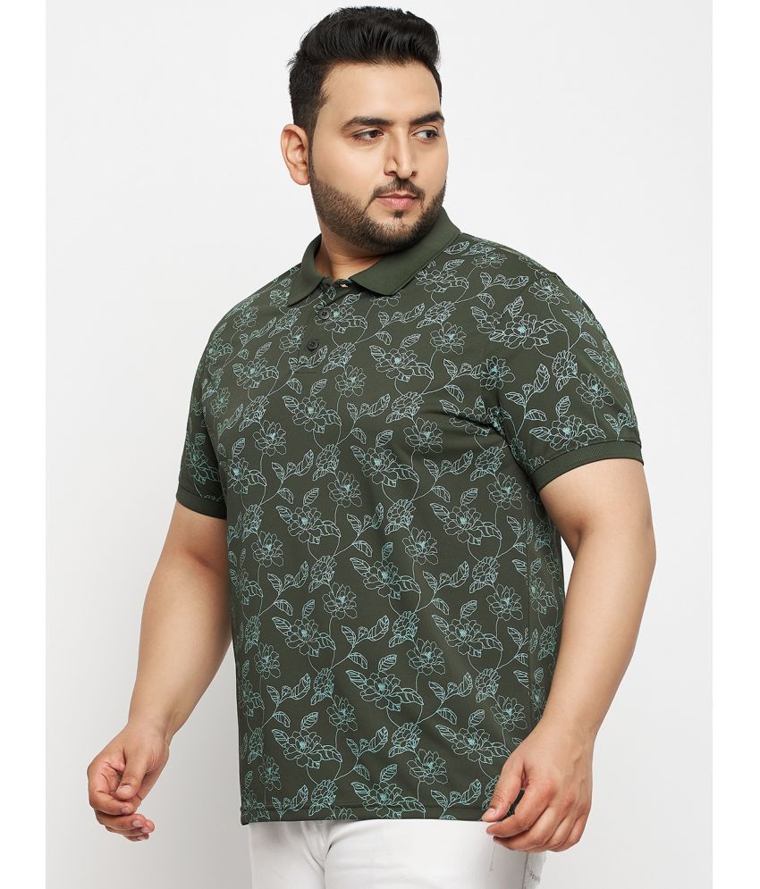     			Auxamis Cotton Blend Regular Fit Printed Half Sleeves Men's Polo T Shirt - Olive ( Pack of 1 )