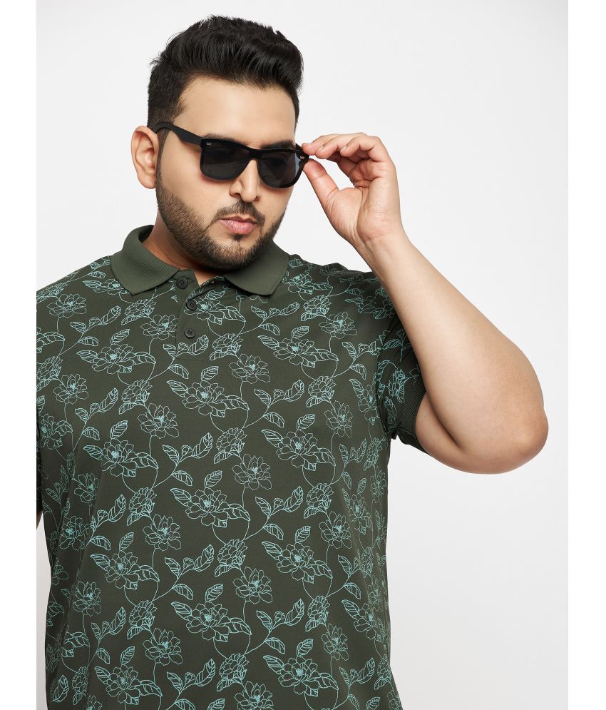     			Auxamis Cotton Blend Regular Fit Printed Half Sleeves Men's Polo T Shirt - Olive ( Pack of 1 )