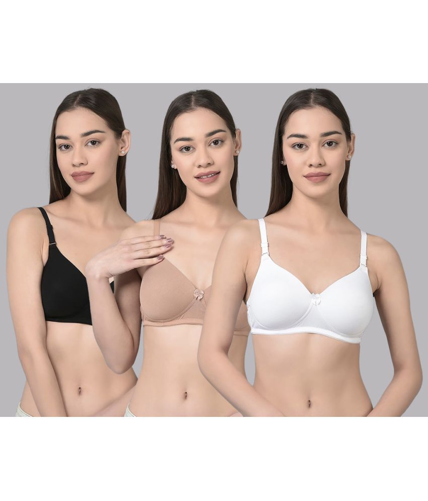     			Dollar Missy Pack of 3 Cotton Lightly Padded Women's T-Shirt Bra ( Multicolor )