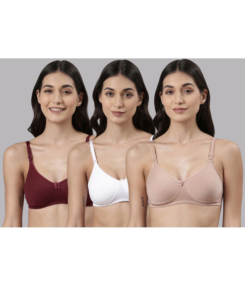     			Dollar Missy Pack of 3 Cotton Lightly Padded Women's T-Shirt Bra ( Multicolor )