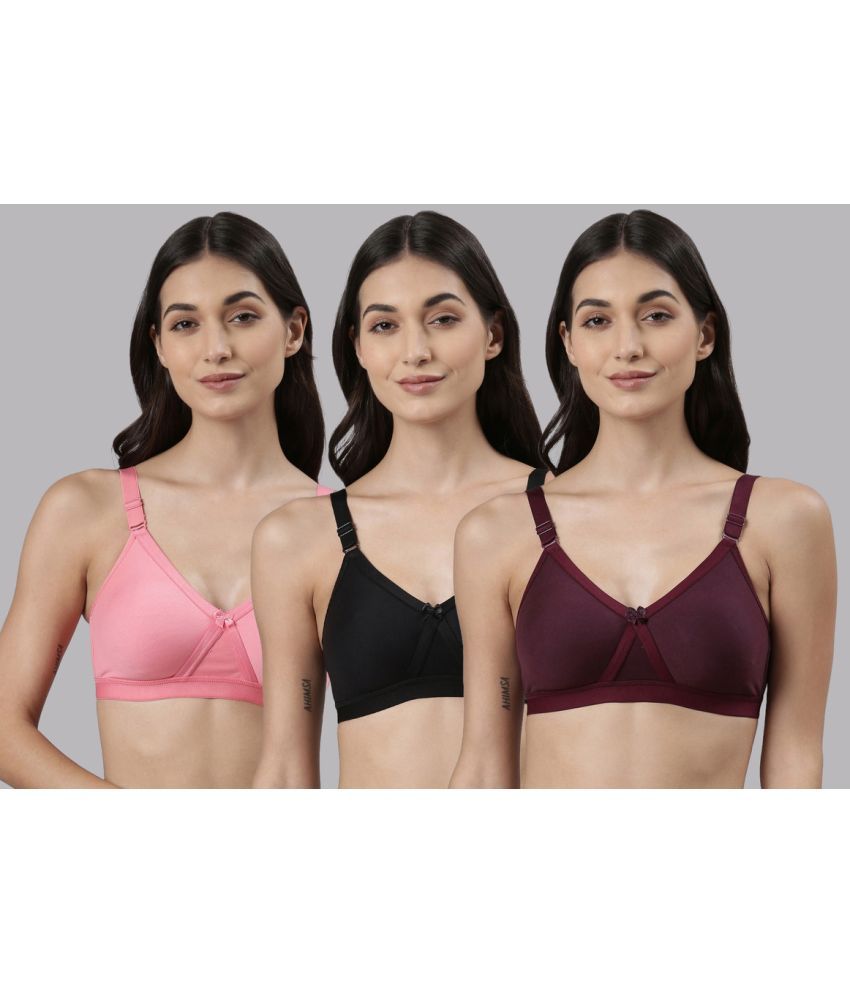     			Dollar Missy Pack of 3 Cotton Non Padded Women's Everyday Bra ( Multicolor )