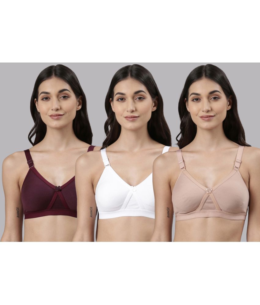     			Dollar Missy Pack of 3 Cotton Non Padded Women's Everyday Bra ( Multicolor )