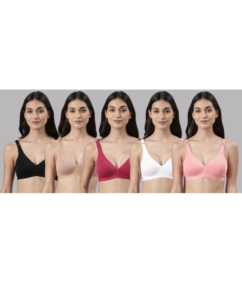     			Dollar Missy Pack of 5 Cotton Non Padded Women's Everyday Bra ( Multicolor )