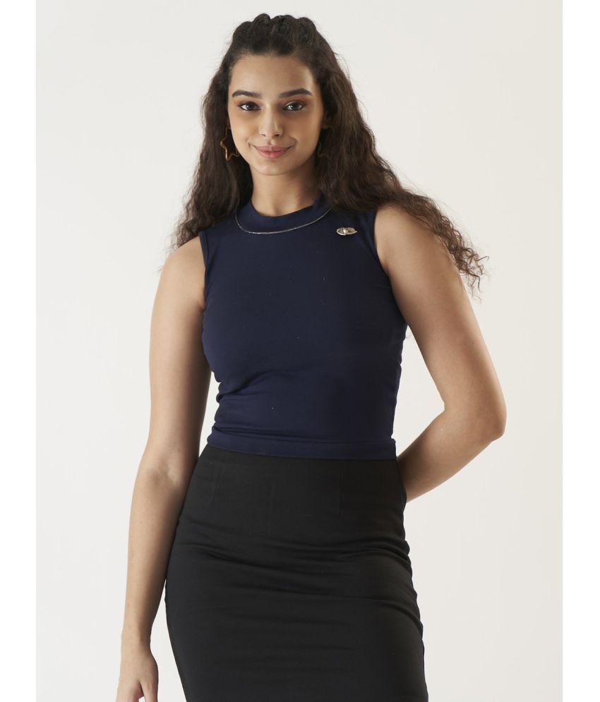     			Prettify Blue Cotton Blend Women's Crop Top ( Pack of 1 )