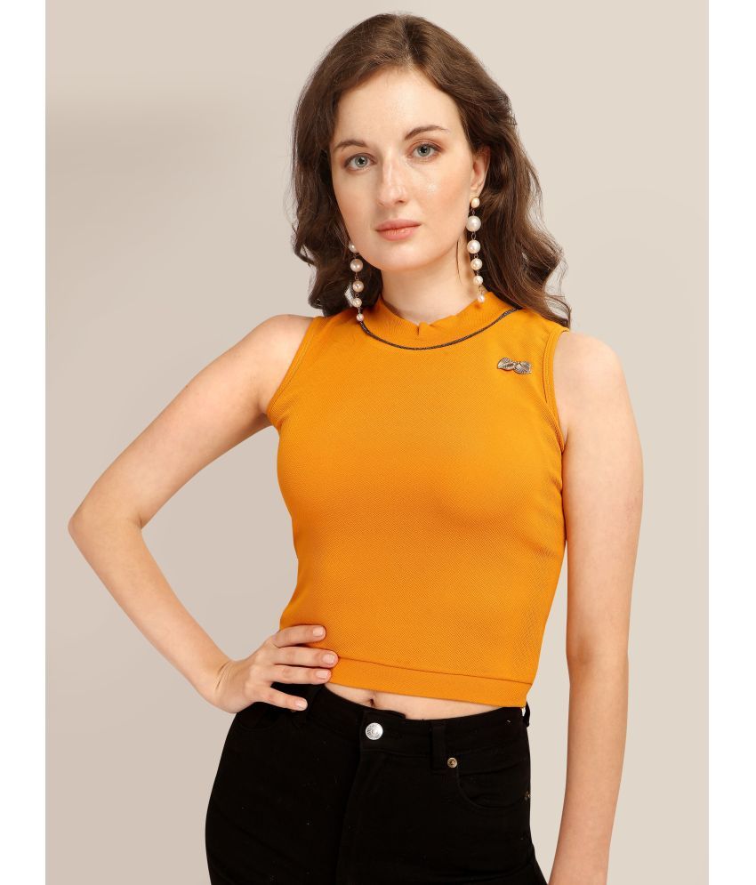     			Prettify Yellow Cotton Blend Women's Crop Top ( Pack of 1 )