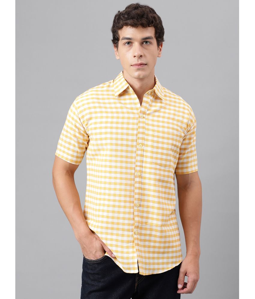     			RIAG 100% Cotton Regular Fit Checks Half Sleeves Men's Casual Shirt - Yellow ( Pack of 1 )