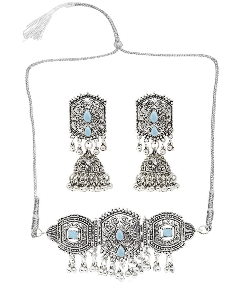     			Sunhari Jewels Blue German Necklace Set ( Pack of 1 )