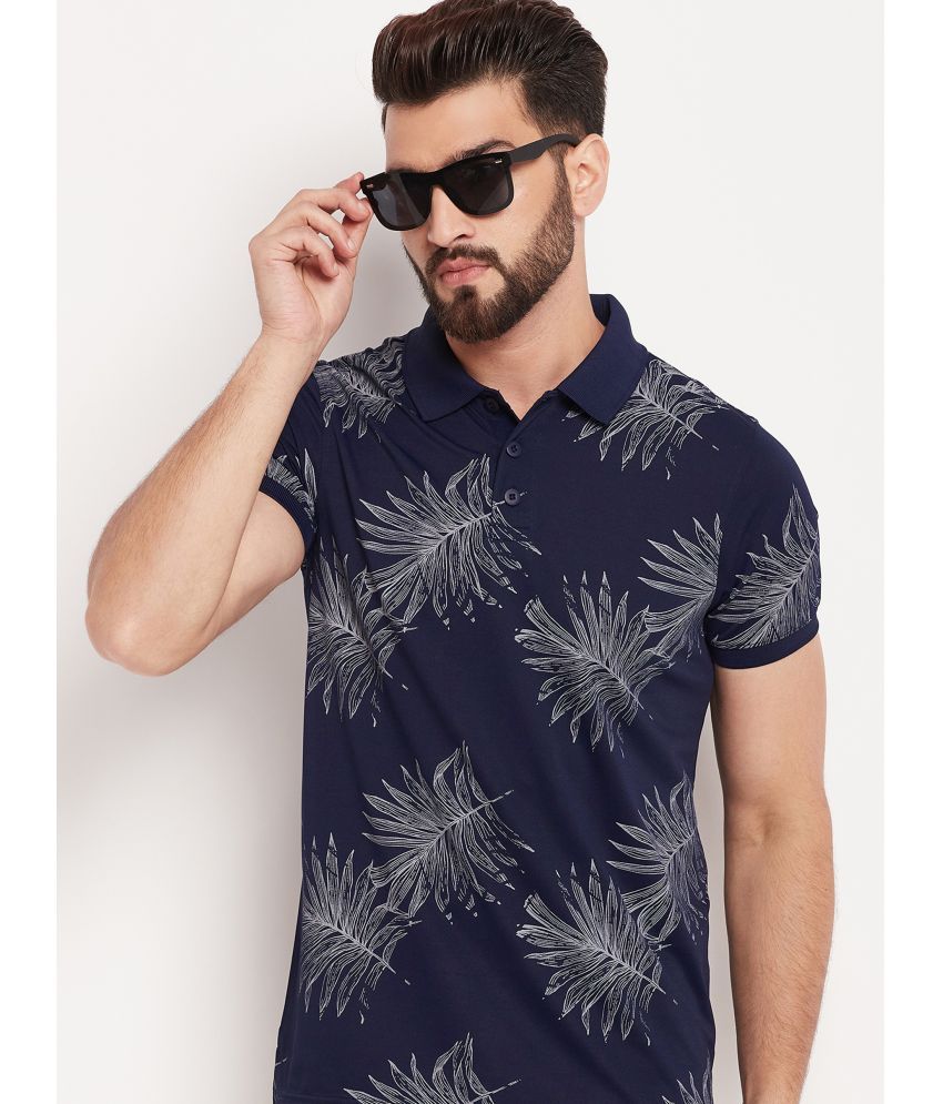     			Auxamis Cotton Blend Regular Fit Printed Half Sleeves Men's Polo T Shirt - Navy ( Pack of 1 )