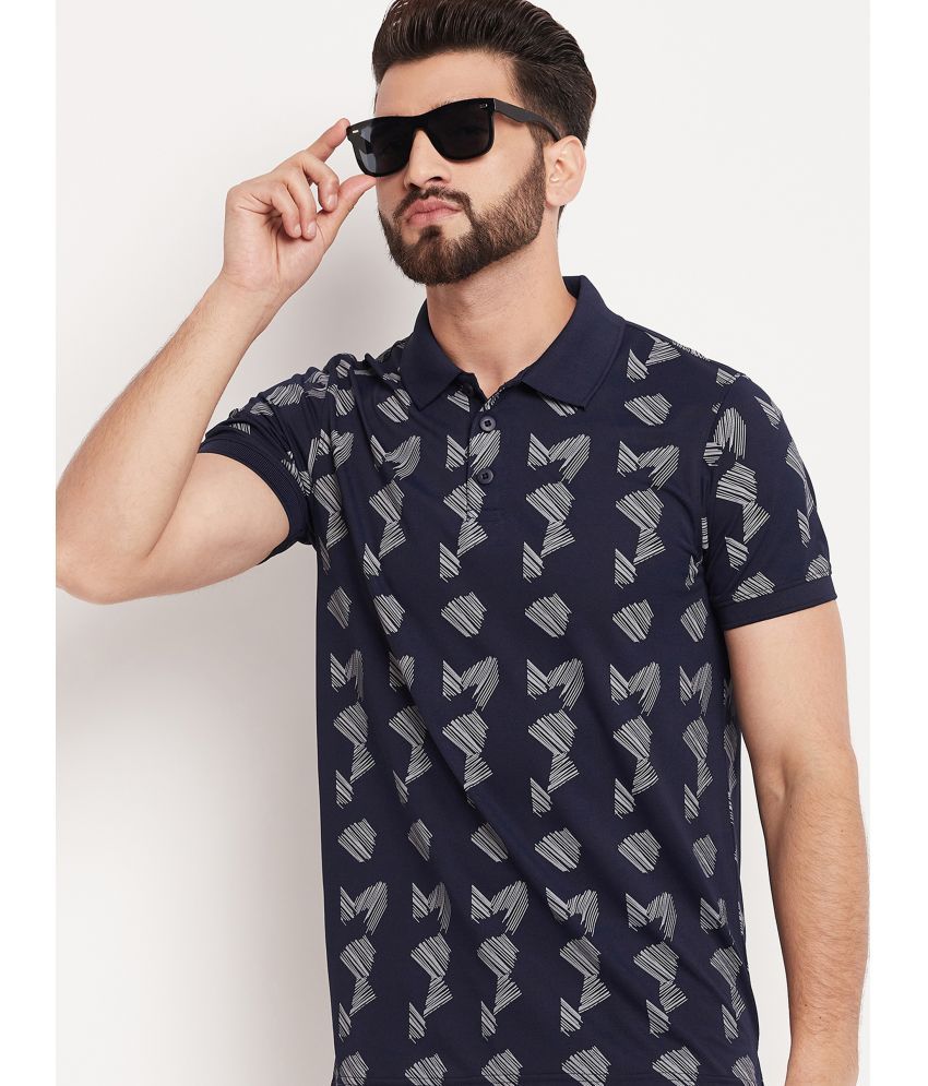     			Auxamis Cotton Blend Regular Fit Printed Half Sleeves Men's Polo T Shirt - Navy ( Pack of 1 )