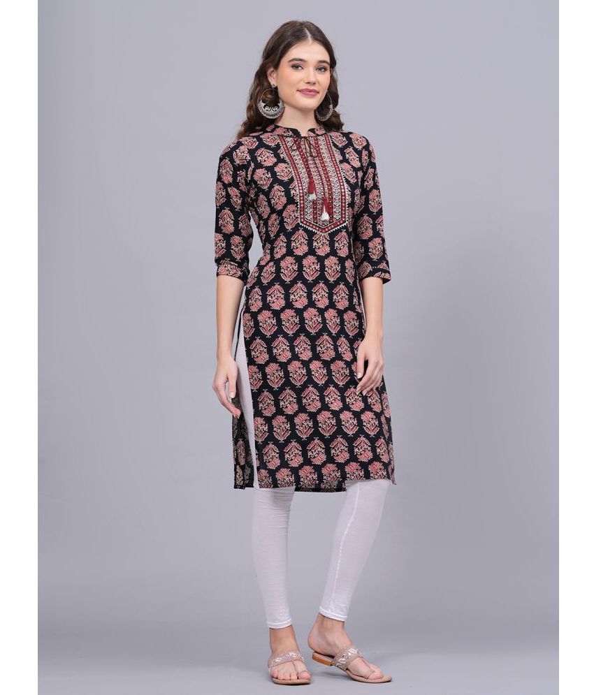     			JC4U Cotton Printed Straight Women's Kurti - Brown ( Pack of 1 )