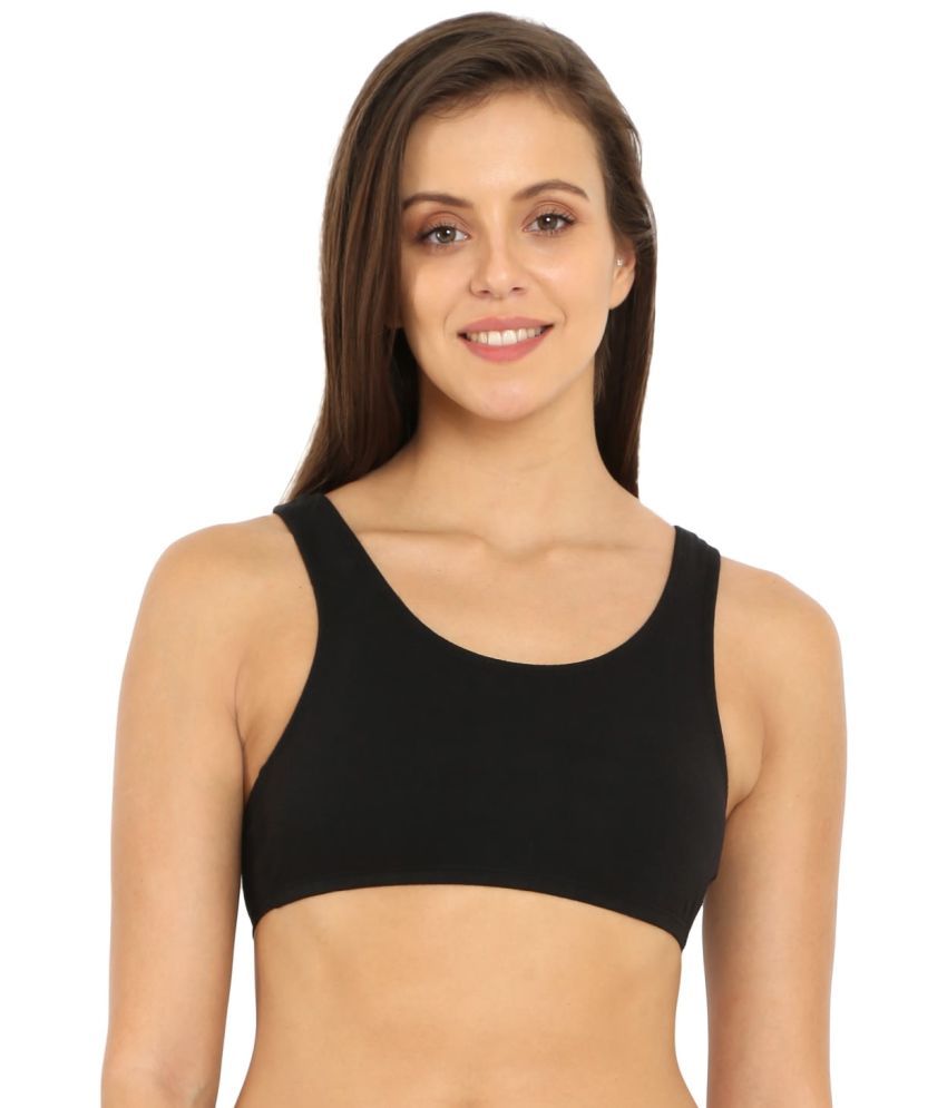     			Jockey 1582 Women's Super Combed Cotton Elastane Slip On Crop Top - Black