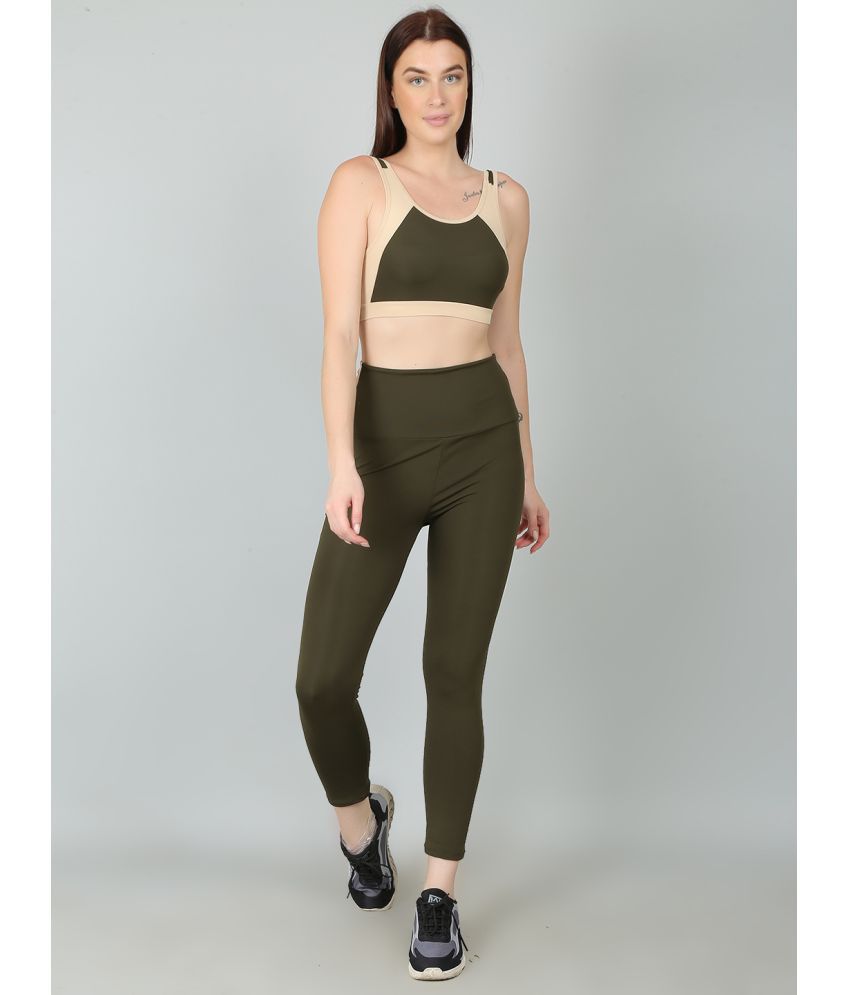     			N-Gal Olive Green Polyester Colorblock Tracksuit - Pack of 1