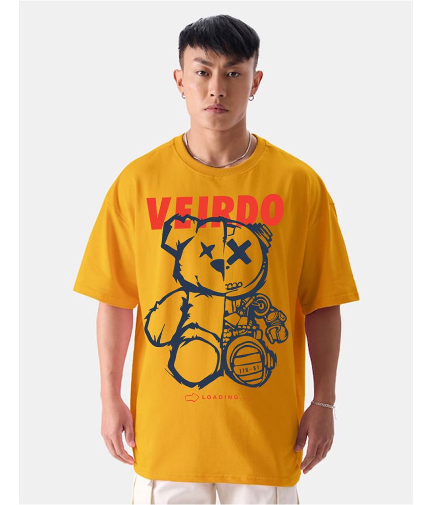     			Veirdo Cotton Oversized Fit Printed Half Sleeves Men's T-Shirt - Yellow ( Pack of 1 )