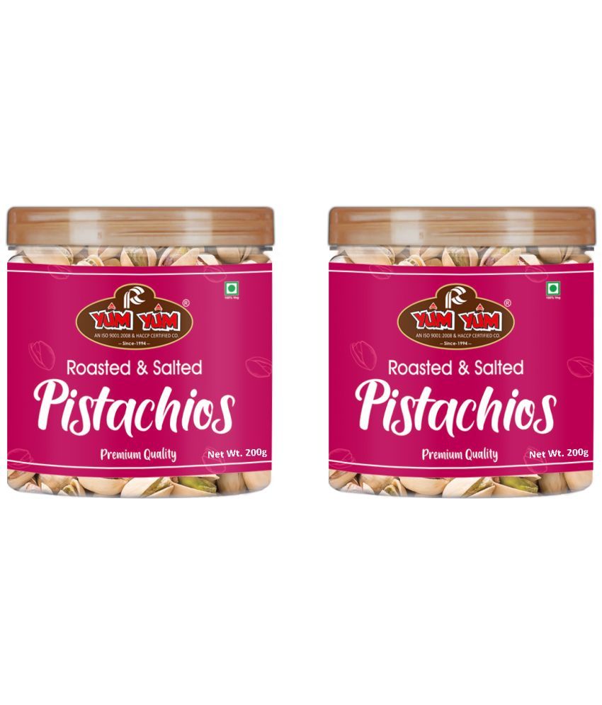     			YUM YUM Premium Roasted & Salted Pistachio Nut 400g Jar (Pack of 2 - 200g Each)