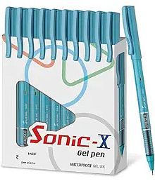 FLAIR Sonic X | Water Proof Ink For Smooth Flow System | Gel Pen (Pack of 20, Blue)