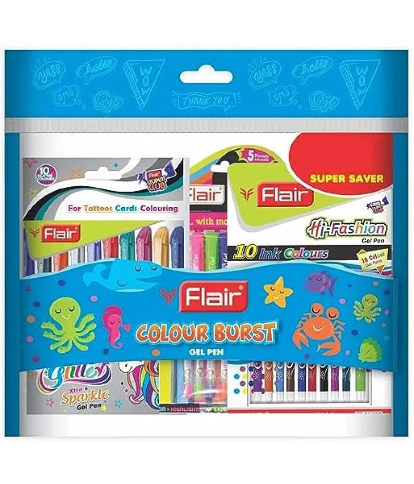 Flair Creative Series Aero Pencil Smart Kit | Colourful 2B Lead Pencils  with Designing Eraser | Use for Home, School & Office | Available 10