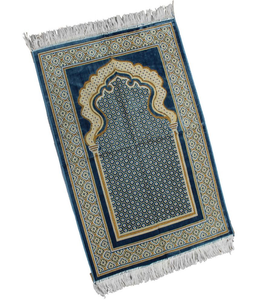     			ADIRNY Blue Single Regular Velvet Prayer Mat ( 110 X 70 cm )