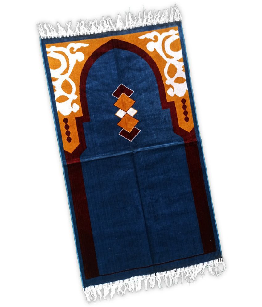    			ADIRNY Blue Single Regular Velvet Prayer Mat ( 115 X 65 cm )