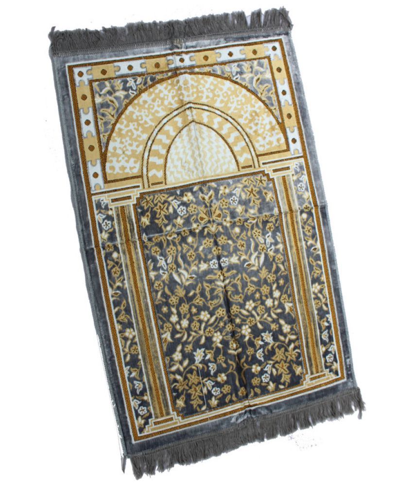     			ADIRNY Gray Single Regular Velvet Prayer Mat ( 110 X 70 cm )