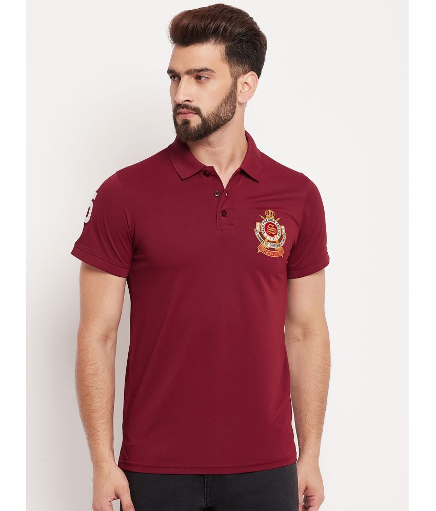     			Auxamis Cotton Blend Regular Fit Solid Half Sleeves Men's Polo T Shirt - Maroon ( Pack of 1 )