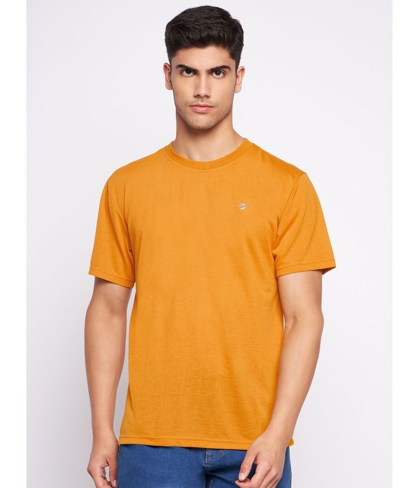     			Auxamis Cotton Blend Regular Fit Solid Half Sleeves Men's T-Shirt - Mustard ( Pack of 1 )