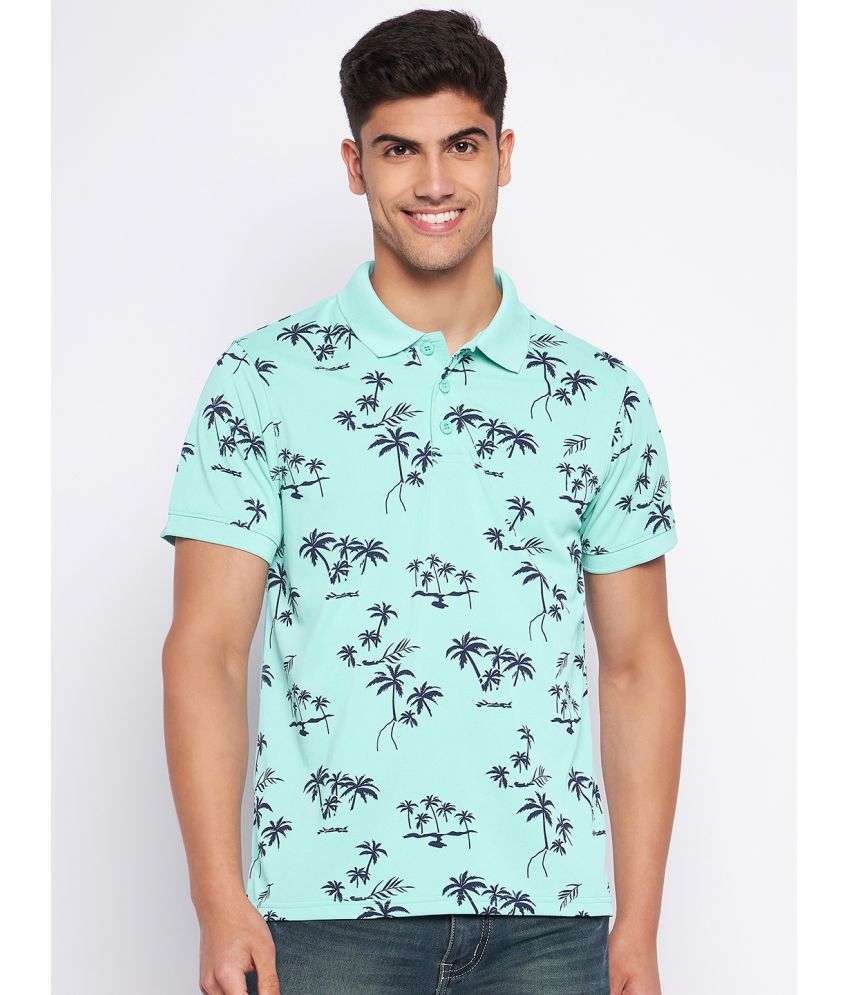     			Auxamis Cotton Blend Regular Fit Printed Half Sleeves Men's Polo T Shirt - Aqua ( Pack of 1 )