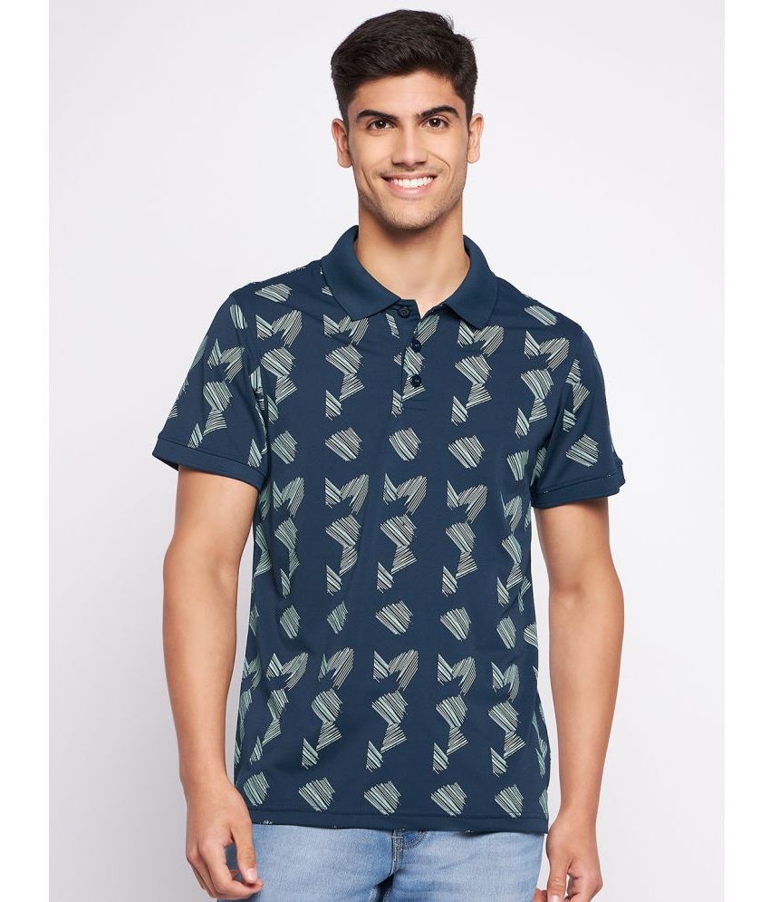     			Auxamis Cotton Blend Regular Fit Printed Half Sleeves Men's Polo T Shirt - Teal Blue ( Pack of 1 )