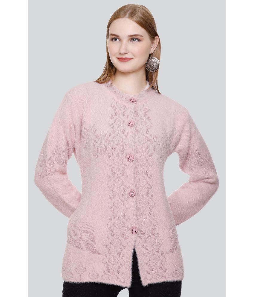     			Curious Fashion Woollen Round Neck Women's Buttoned Cardigans - Pink ( )