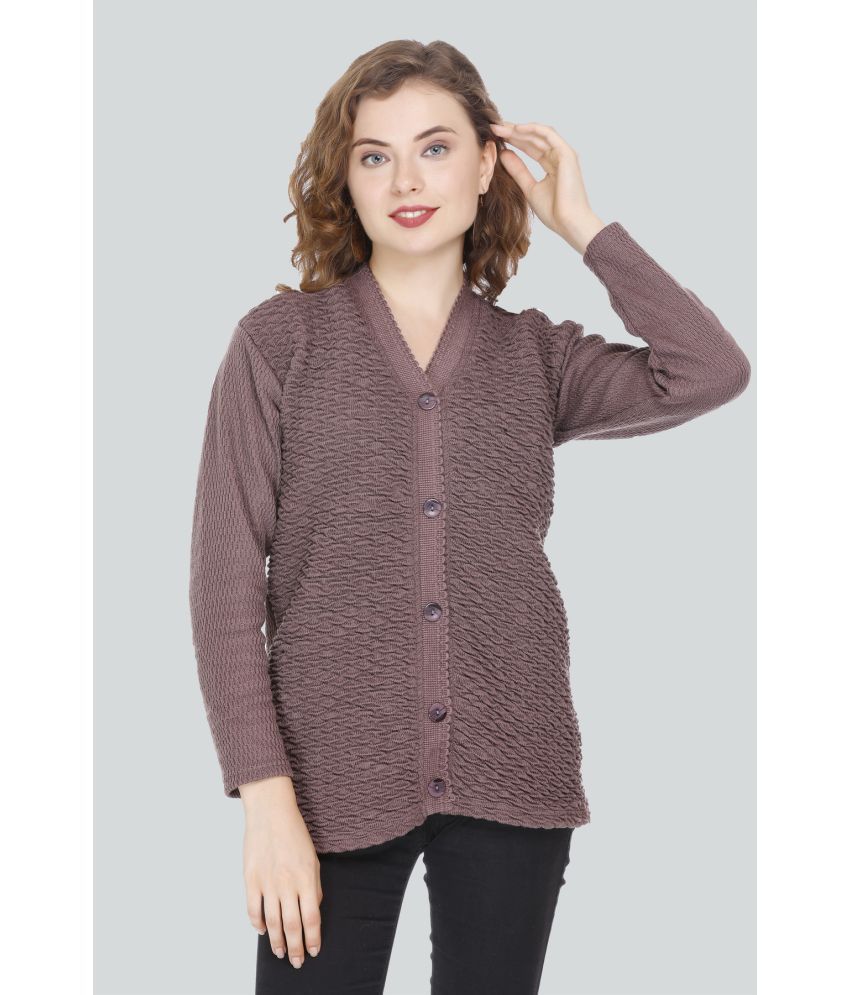     			Curious Fashion Woollen V Neck Women's Buttoned Cardigans - Brown ( )