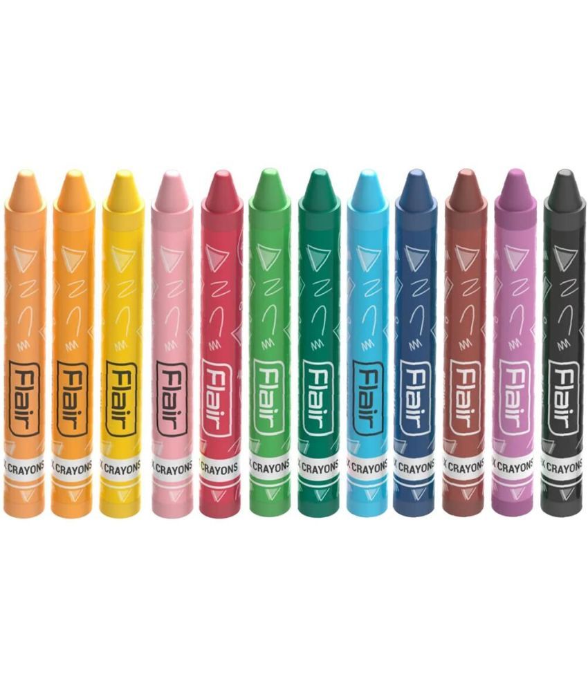     			FLAIR Creative Series 12 Shades Wax Crayons | Easily Washable Smooth & Bright Crayons (Set of 10, Multicolor)