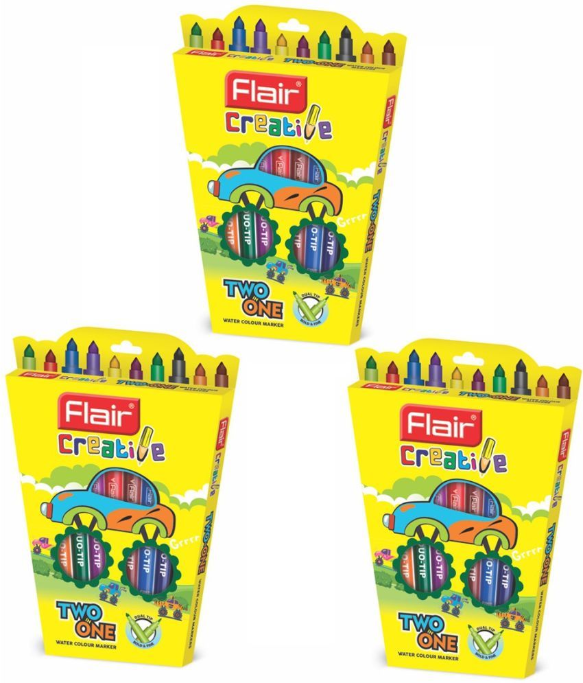     			FLAIR Creative Series Non-Toxic Two in One Watercolour Brush Marker (Set of 30, Multicolor)