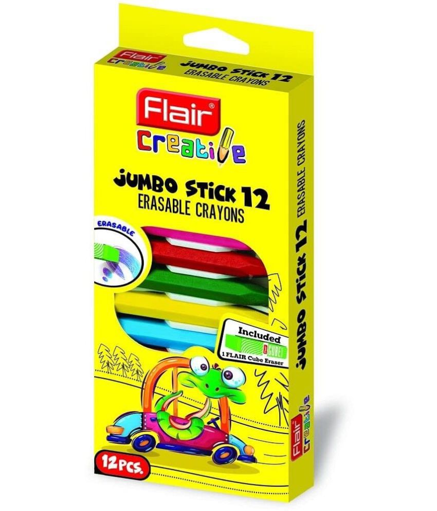     			FLAIR Creative Series Non-Toxic 12 Shades Jumbo Stick Erasable Crayons (Set of 2, Multicolor)