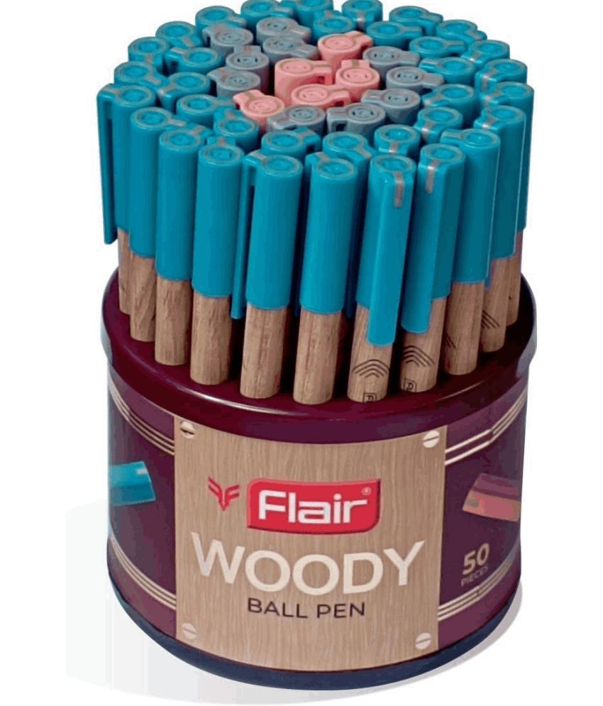     			FLAIR Woody Ball Pen (Pack of 50, Blue, Black, Red)