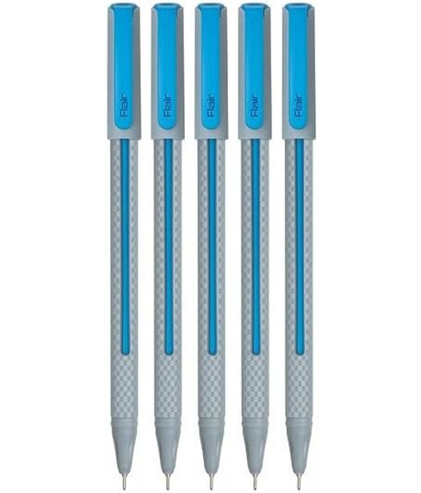     			FLAIR Yolo 0.6 mm 5Pcs Pouch Pack Ball Pen (Pack of 8, Blue)