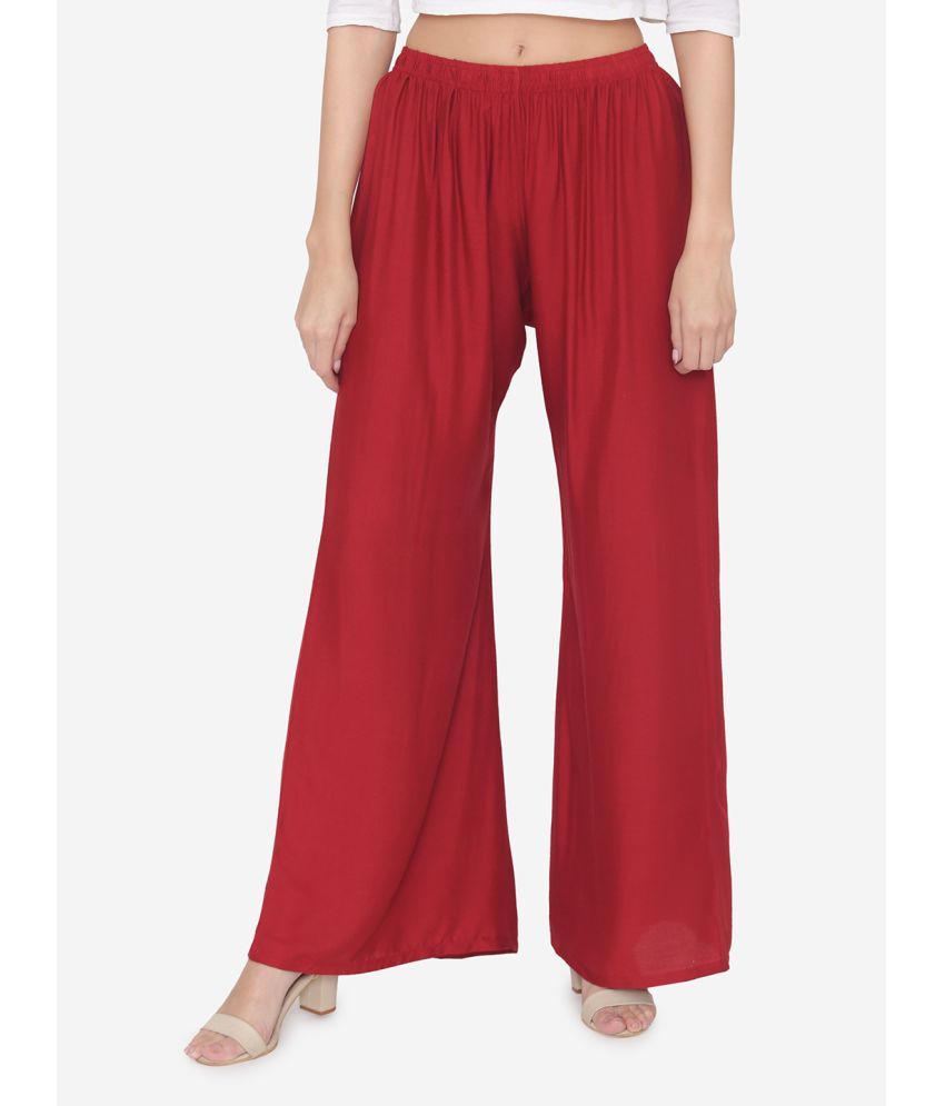     			N-Gal - Maroon Rayon Wide leg Women's Palazzos ( Pack of 1 )