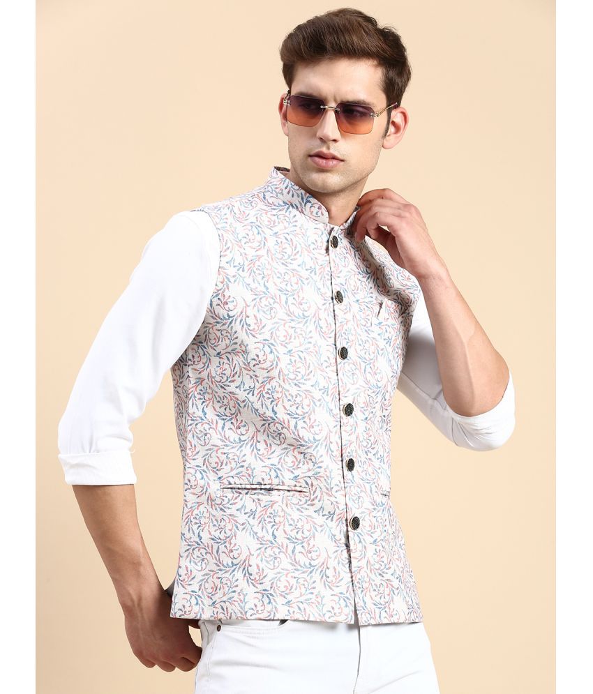     			Showoff - Beige Cotton Blend Men's Nehru Jacket ( Pack of 1 )
