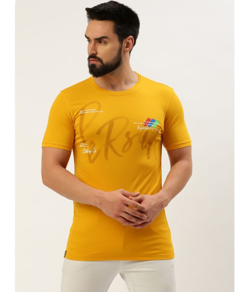     			Showoff Cotton Slim Fit Printed Half Sleeves Men's T-Shirt - Yellow ( Pack of 1 )