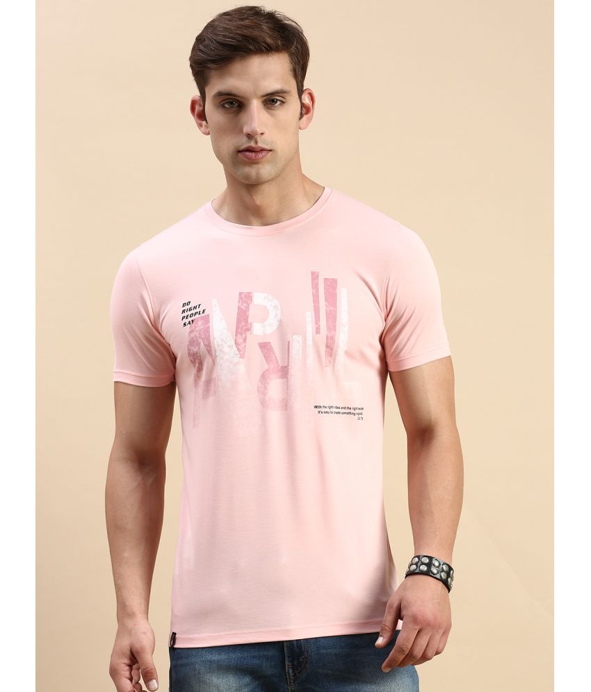     			Showoff Cotton Slim Fit Printed Half Sleeves Men's T-Shirt - Pink ( Pack of 1 )