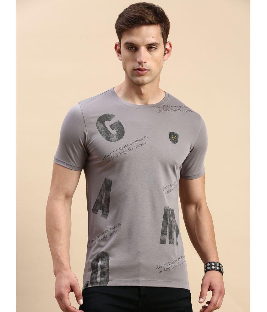     			Showoff Cotton Slim Fit Printed Half Sleeves Men's T-Shirt - Grey ( Pack of 1 )