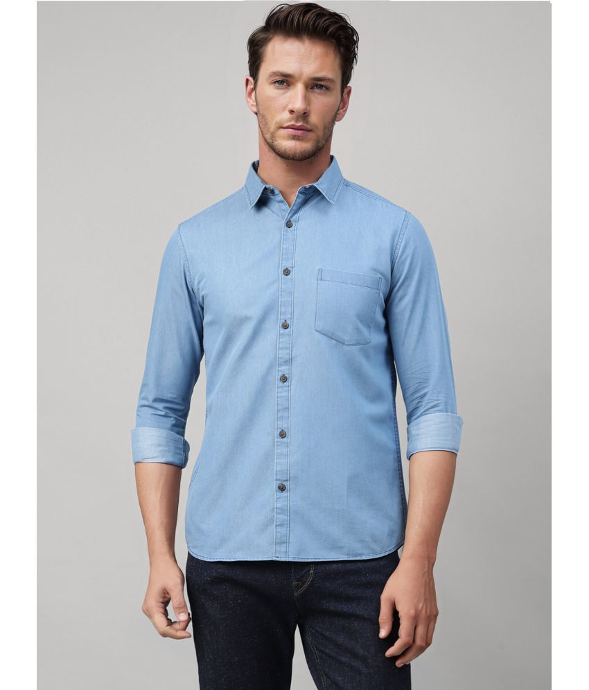     			UrbanMark 100% Cotton Slim Fit Solids Full Sleeves Men's Casual Shirt - Light Blue ( Pack of 1 )