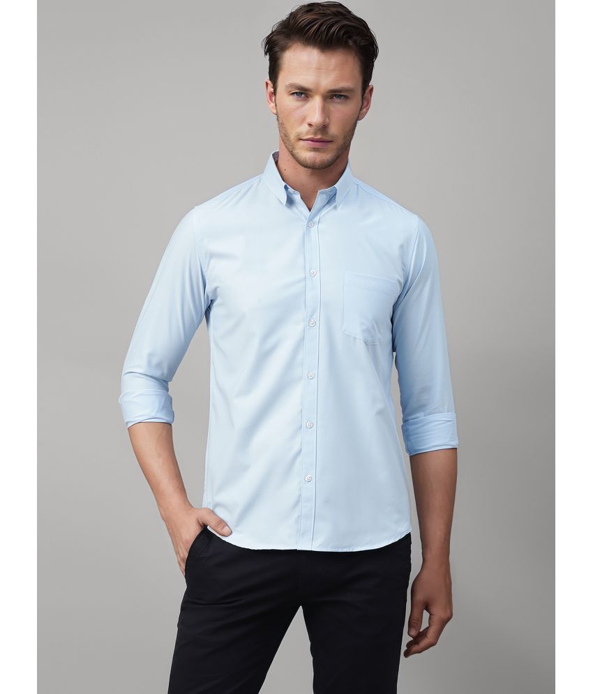     			UrbanMark Cotton Blend Slim Fit Solids Full Sleeves Men's Casual Shirt - Blue ( Pack of 1 )