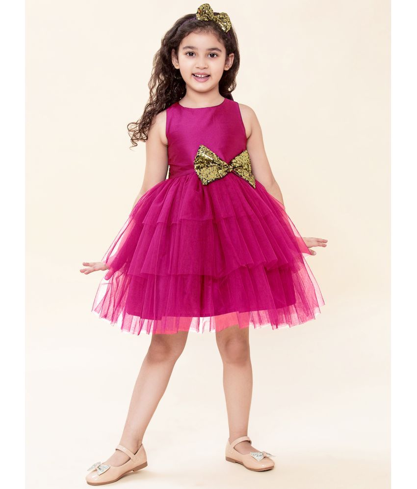     			A.T.U.N. Net Fit And Flare Dress For Girls ( Pack of 1 , Pink )