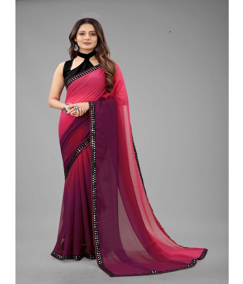     			Aika Georgette Dyed Saree With Blouse Piece - Multicolour ( Pack of 1 )